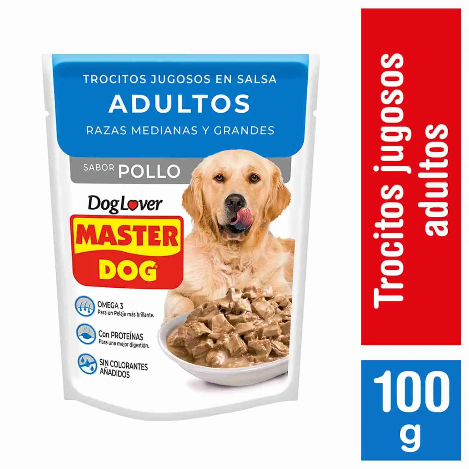 Pack 20 Sachet Master Dog - Alimento Húmedo Perro Adulto - Sabor Pollo 100gr c/u