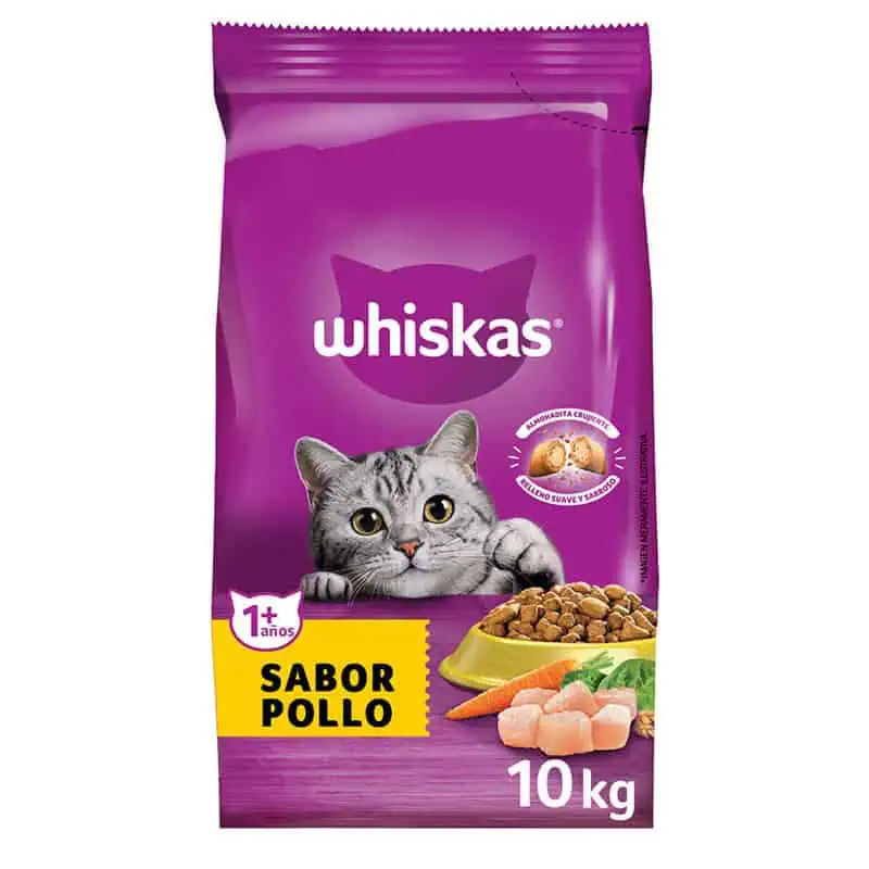 Whiskas - Alimento Seco para Gatos Adultos Sabor Pollo 10kg