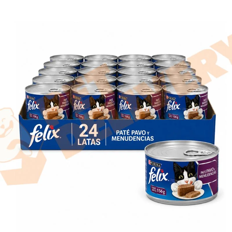 24 unid Latas Felix Sabor Pavo 156 gr c/u